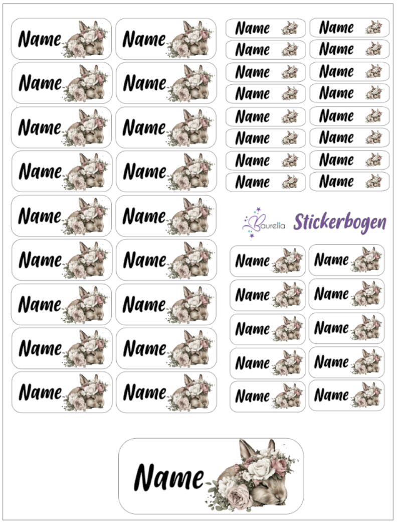 Baurelia Stickerset mit Name Hase 17