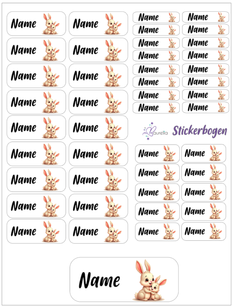 Baurelia Stickerset mit Name Hase 18
