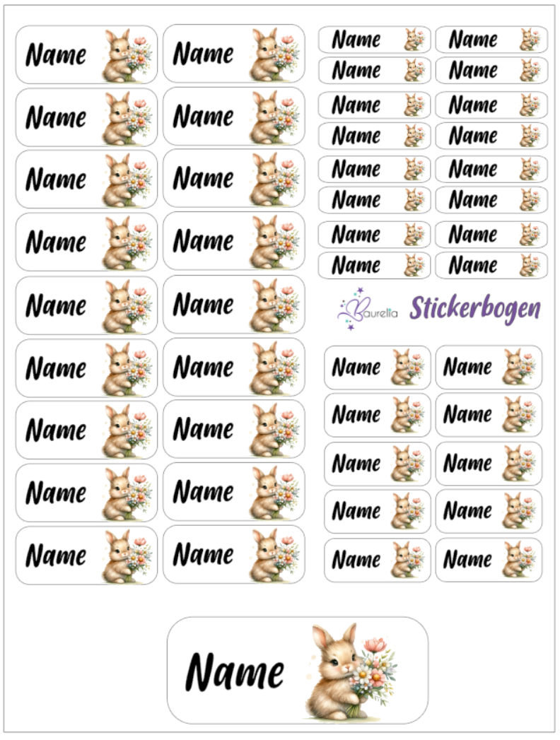 Baurelia Stickerset mit Name Hase 5