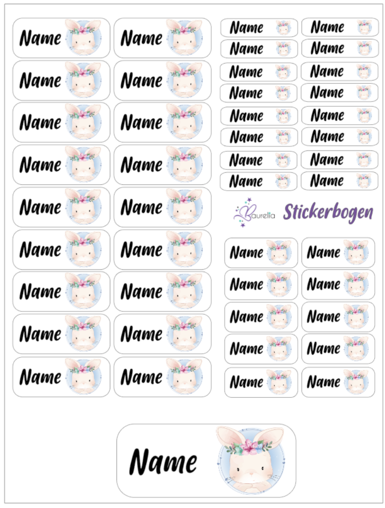 Baurelia Stickerset mit Name Hase 6