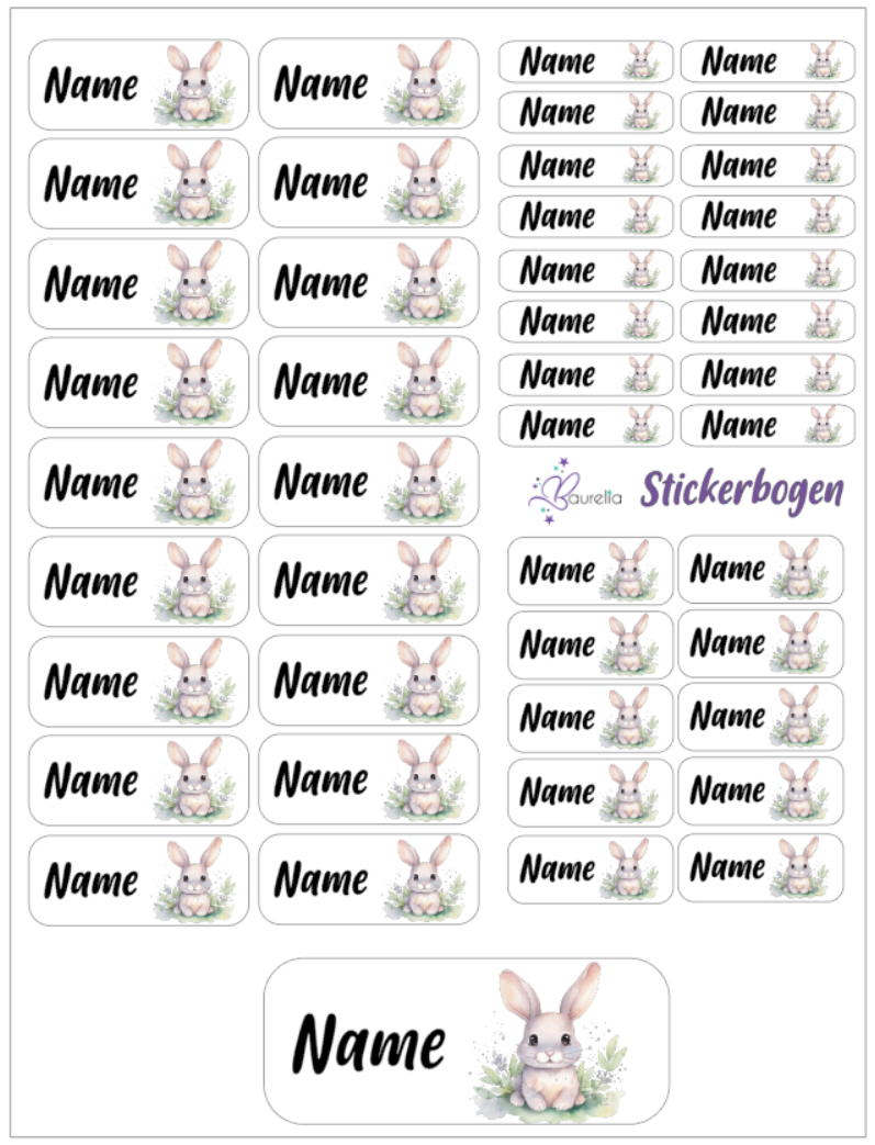 Baurelia Stickerset mit Name Hase 7