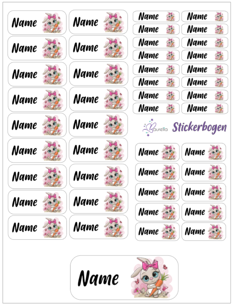 Baurelia Stickerset mit Name Hase 8