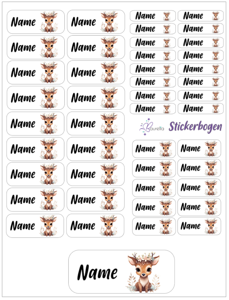 Baurelia Stickerset mit Name Hirsch 3