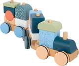 Holz Eisenbahn mit Steckformen Blau Muster