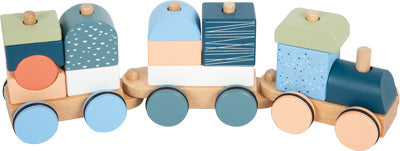 Holz Eisenbahn mit Steckformen Blau Muster