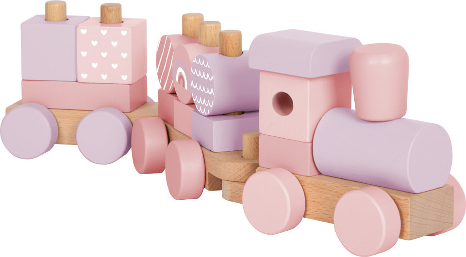 Holz Eisenbahn mit Steckformen Rosa
