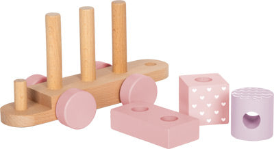 Holz Eisenbahn mit Steckformen Rosa
