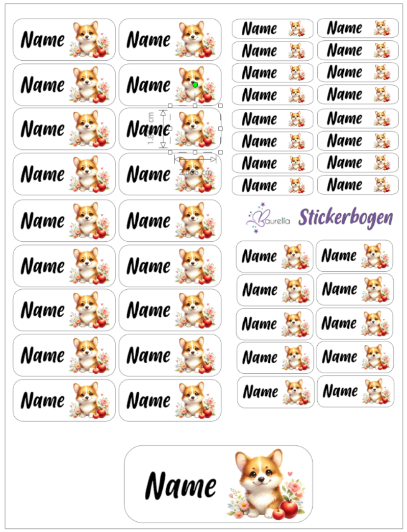 Baurelia Stickerset mit Name Hund 1