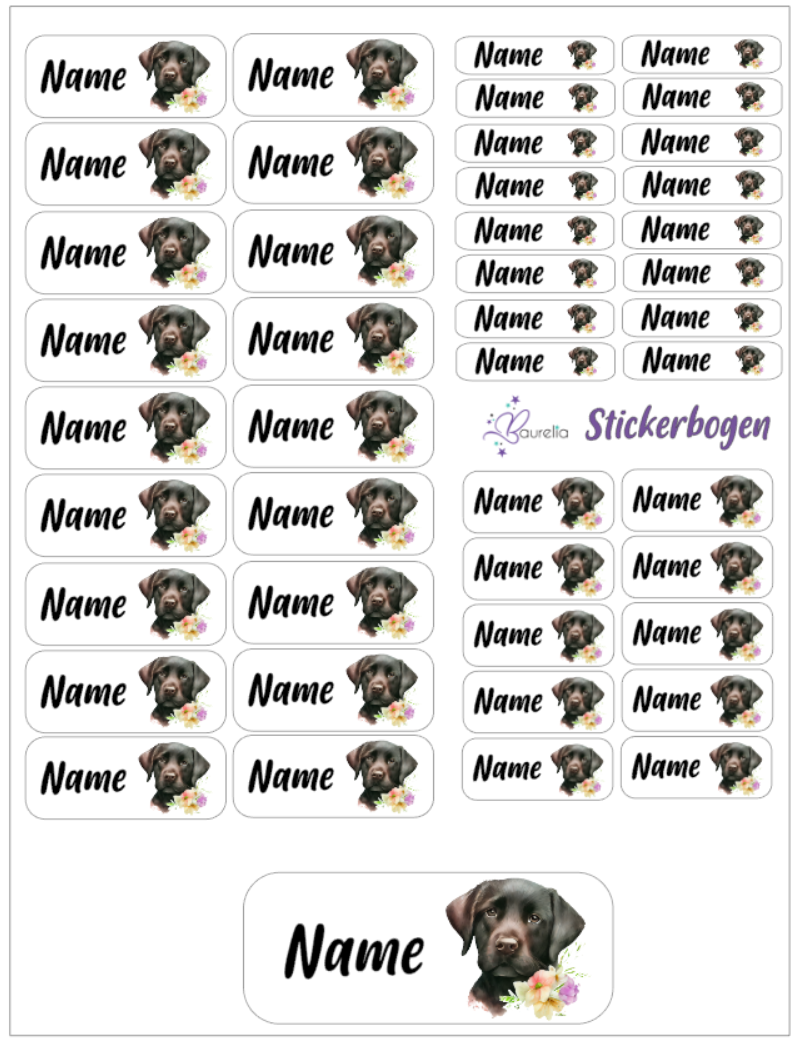 Baurelia Stickerset mit Name Hund 3
