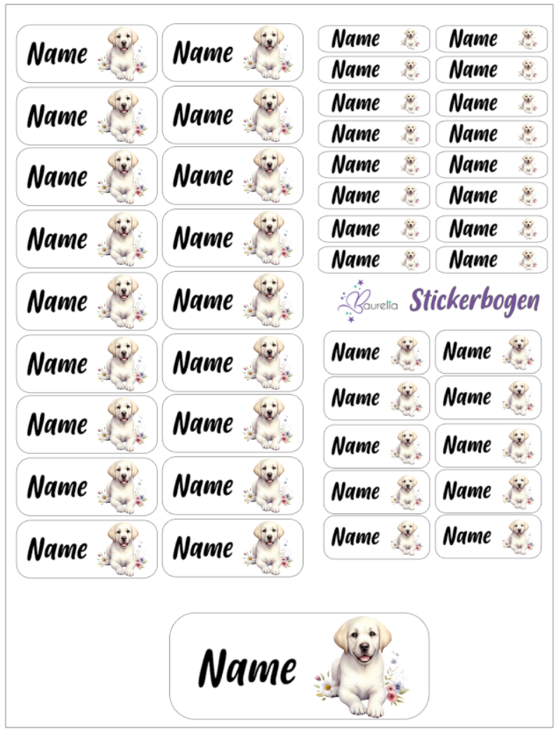 Baurelia Stickerset mit Name Hund 4