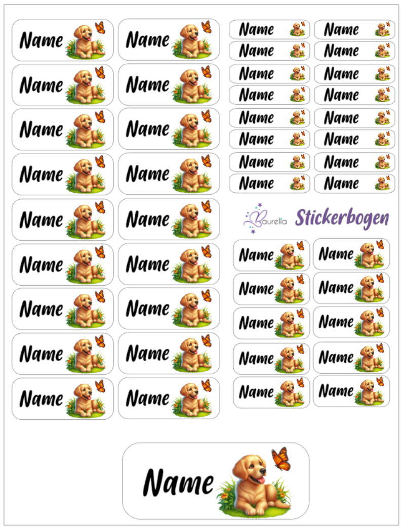 Baurelia Stickerset mit Name Hund 7