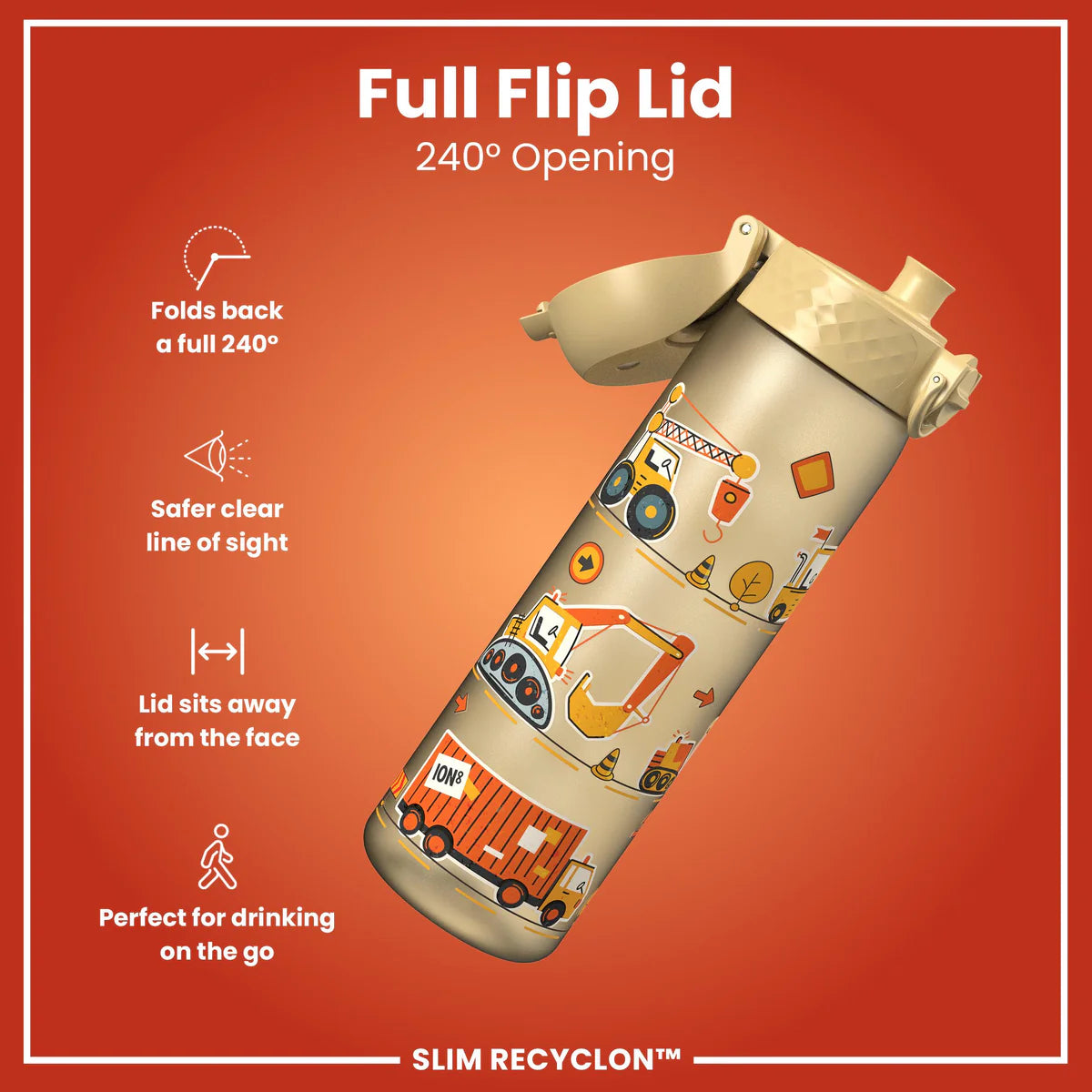 Trinkflasche Ion8 500ml mit Motiv Baustelle