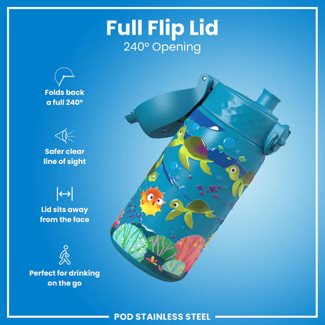 Kinder Thermosflasche Ion8 mit Motiv 350ml Meerestiere