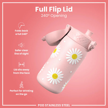 Kinder Thermosflasche Ion8 mit Motiv 350ml Gänseblume