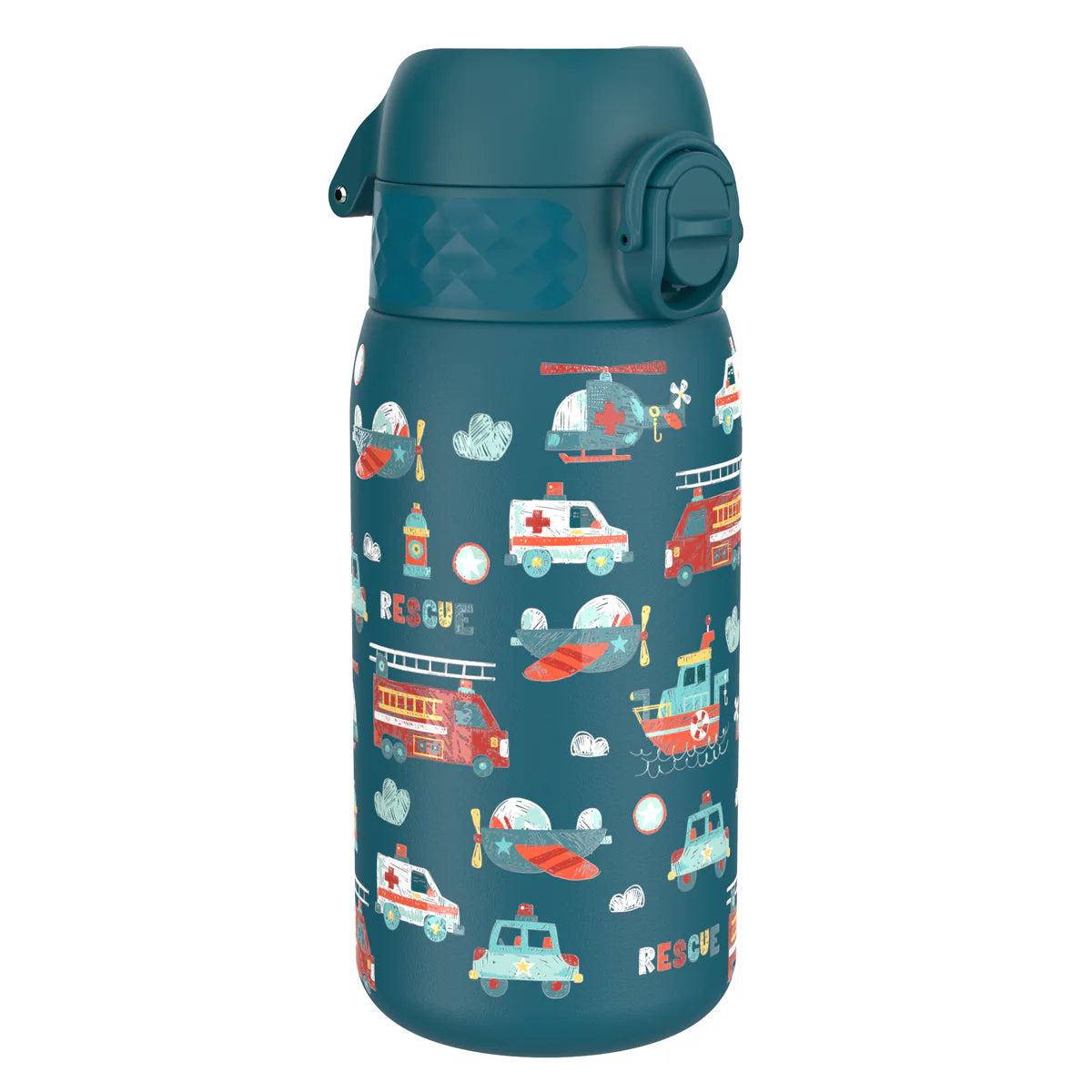 Kinder Thermosflasche Ion8 mit Motiv 350ml Fahrzeuge Türkis