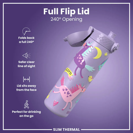 Thermosflasche Ion8 500ml Einhorn Lavendel