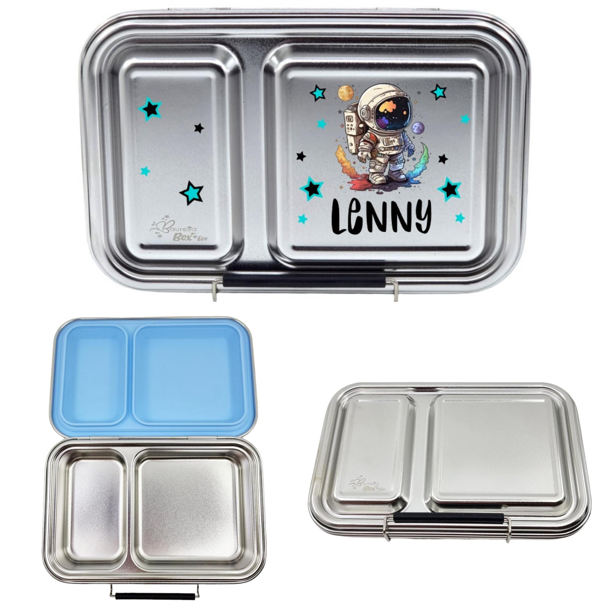 Edelstahl Znünibox Baurelia Box Eco mit 2 Unterteilungen Pastellblau