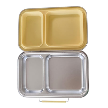 Edelstahl Znünibox Baurelia Box Eco mit 2 Unterteilungen Pastellgelb