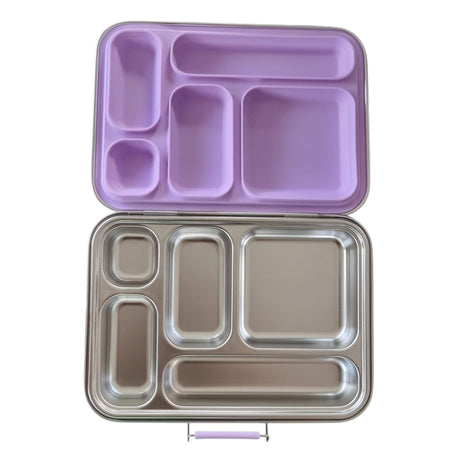 Edelstahl Znünibox Baurelia Box Eco mit 5 Unterteilungen Flieder