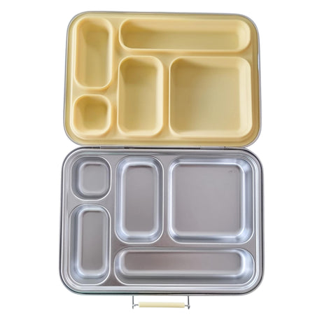 Edelstahl Znünibox Baurelia Box Eco mit 5 Unterteilungen Pastellgelb