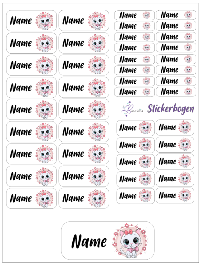 Baurelia Stickerset mit Name Katze 4