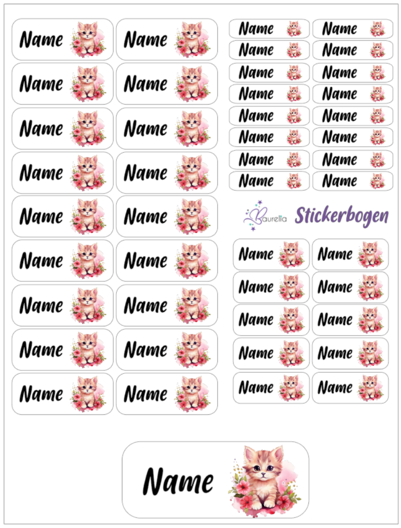 Baurelia Stickerset mit Name Katze 9