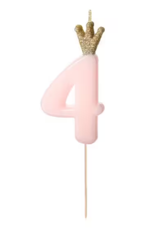 Geburtstagskerze Zahlenkerze Rosa mit Krone 4