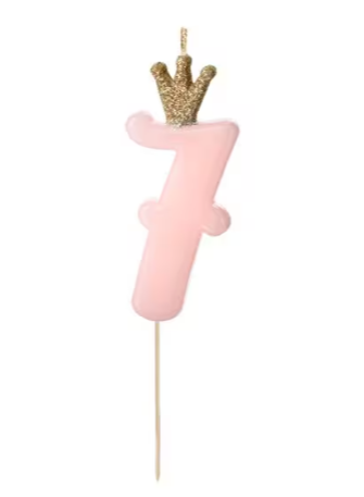 Geburtstagskerze Zahlenkerze Rosa mit Krone 7