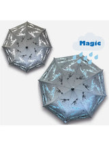 Kinder Regenschirm mit Farbwechsel Dino Silver