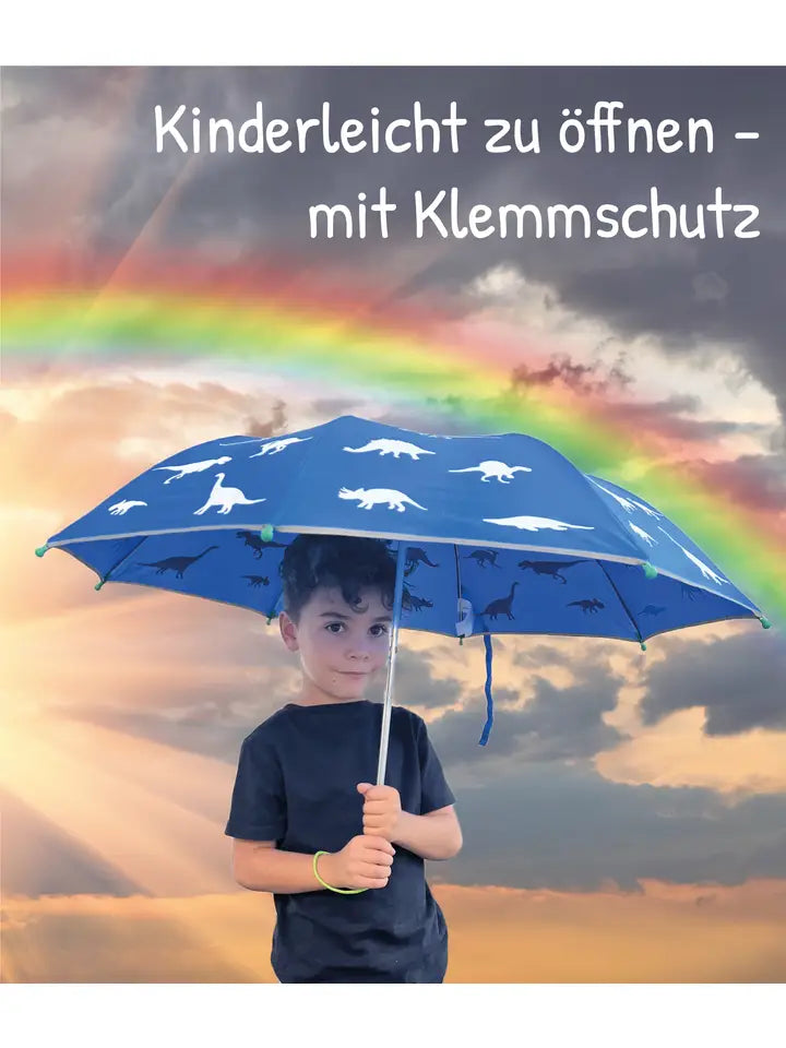 Kinder Regenschirm mit Farbwechsel Dino