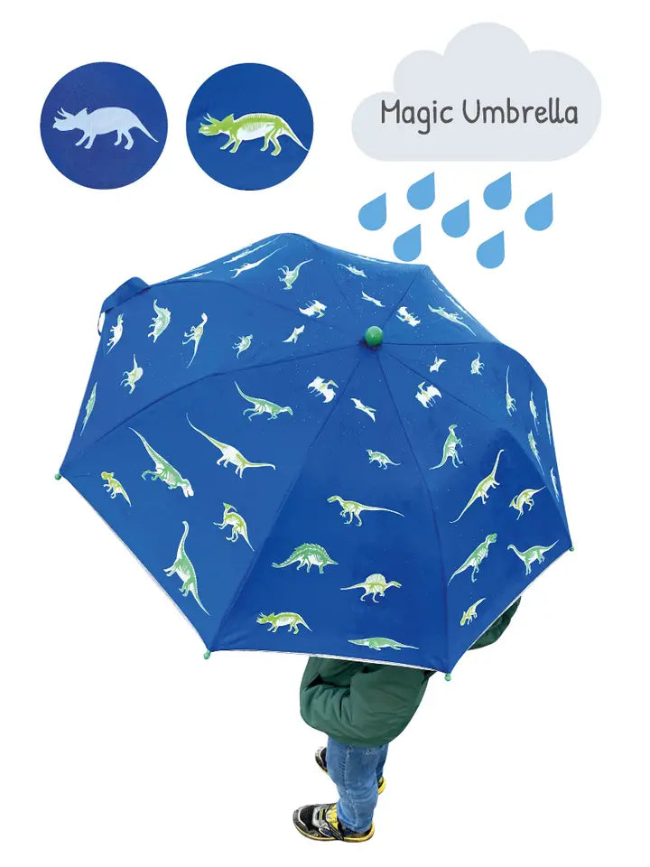 Kinder Regenschirm mit Farbwechsel Dino