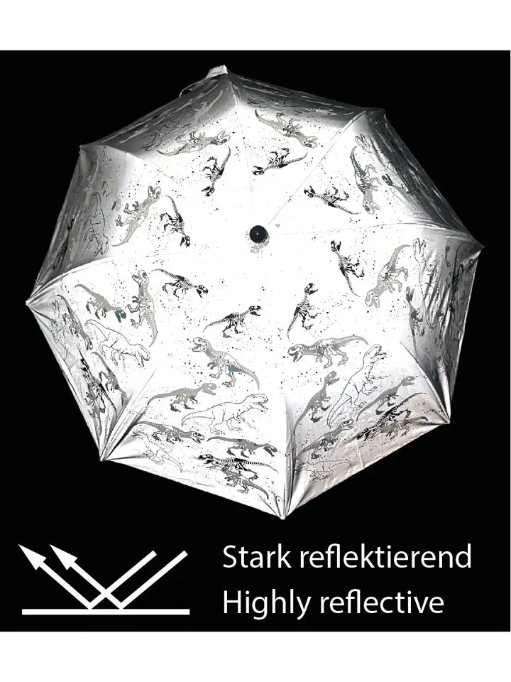 Kinder Regenschirm mit Farbwechsel Dino Silver