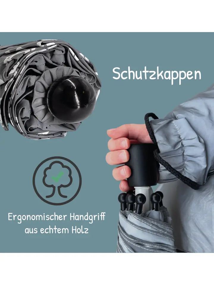 Kinder Regenschirm mit Farbwechsel Dino Silver