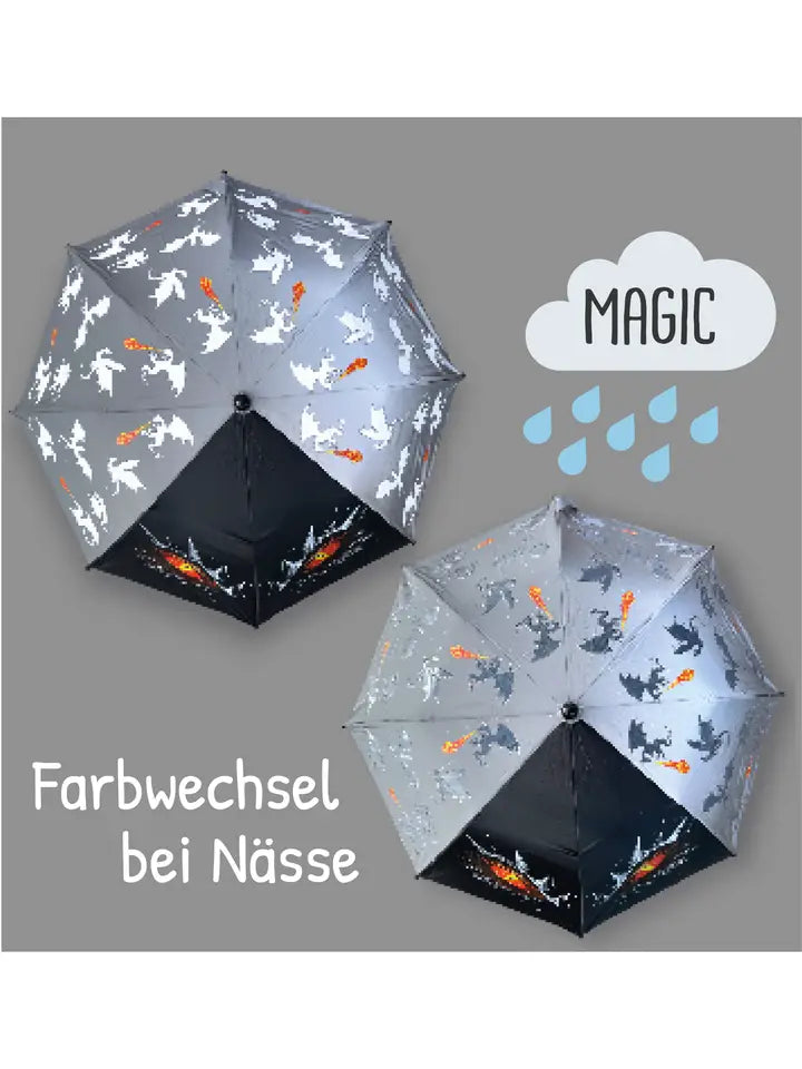 Kinder Regenschirm mit Farbwechsel Drache