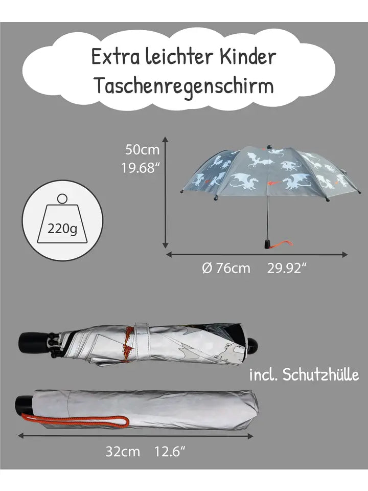 Kinder Regenschirm mit Farbwechsel Drache