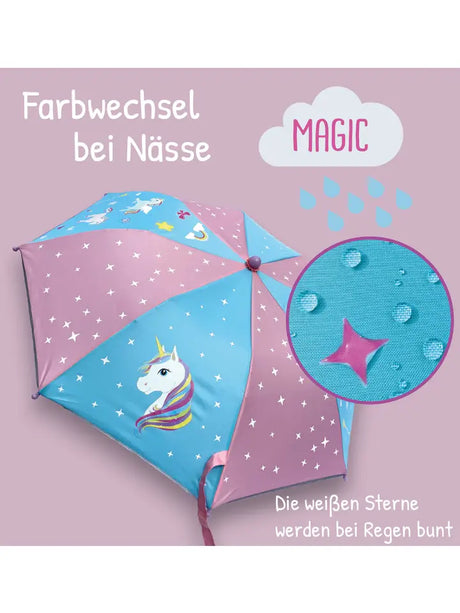 Kinder Regenschirm mit Farbwechsel Einhorn
