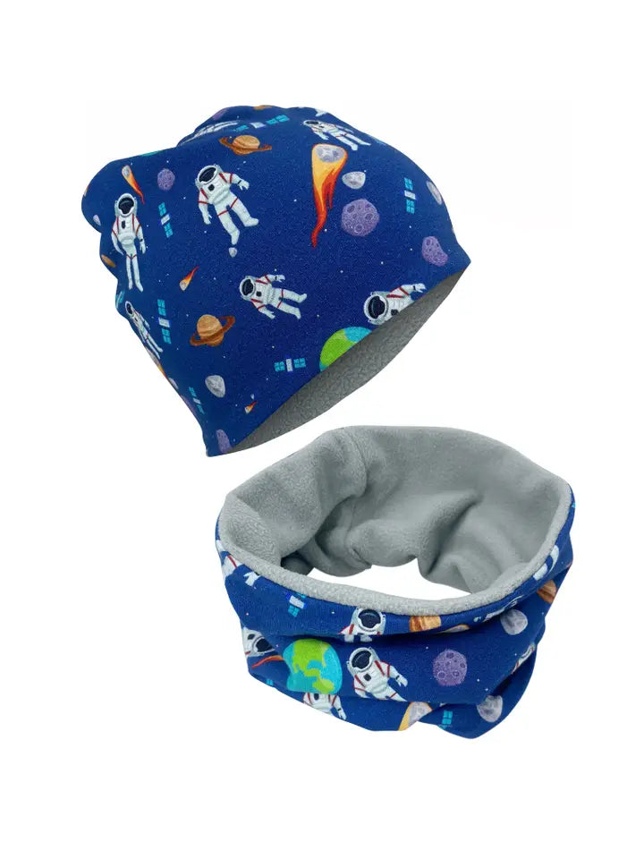 Kinder Winter Mütze & Loop Schal Astronaut