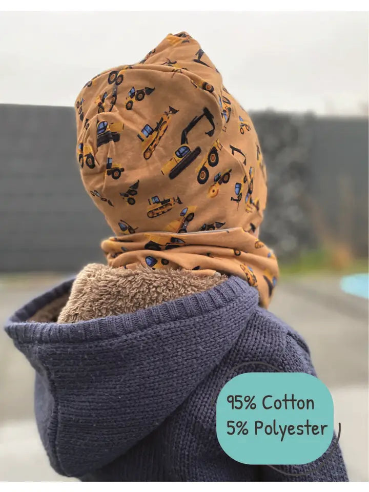 Kinder Winter Mütze & Loop Schal Baufahrzeuge
