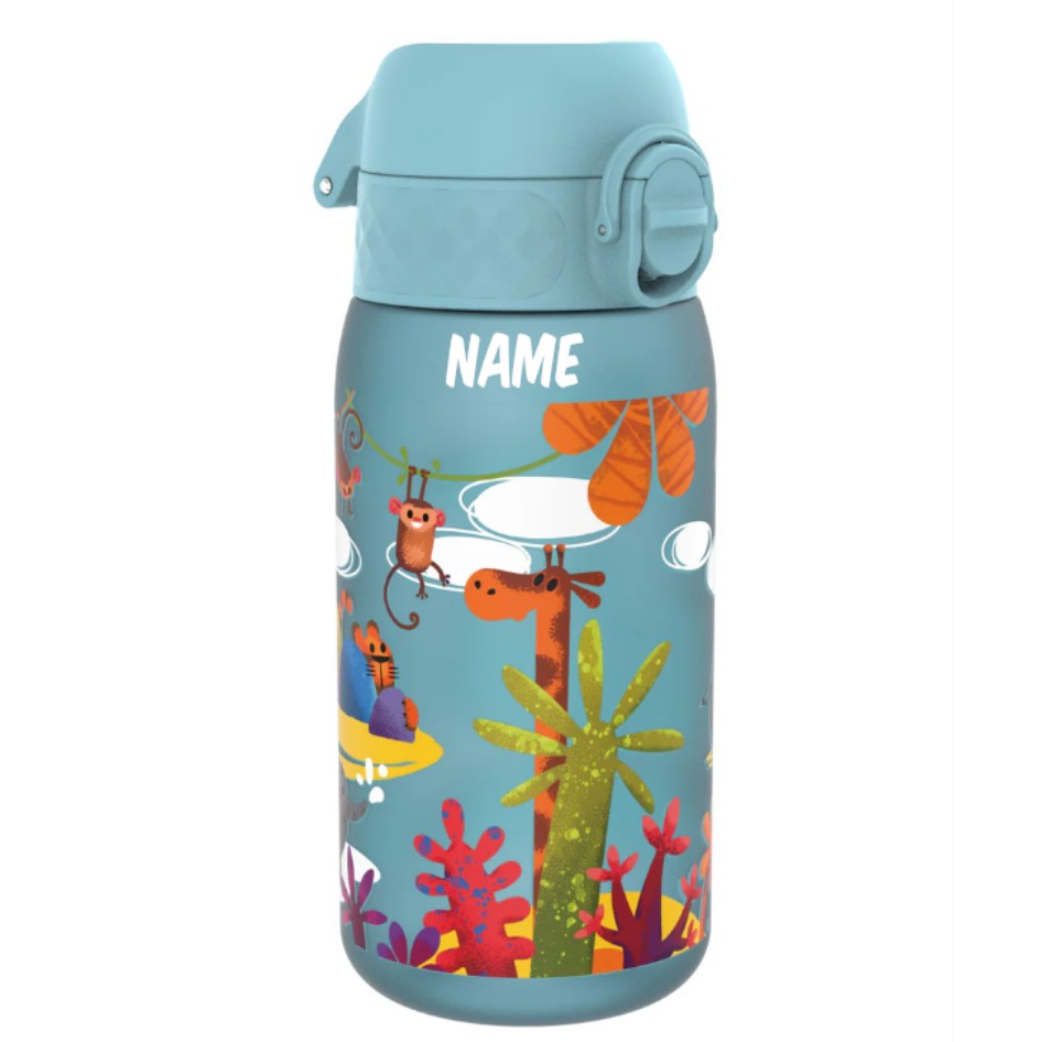 Kinder Edelstahl Trinkflasche Ion8 400ml Safari