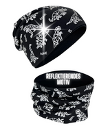 Kinder Winter Beanie Mütze & Loop Schal Reflektierend Dino