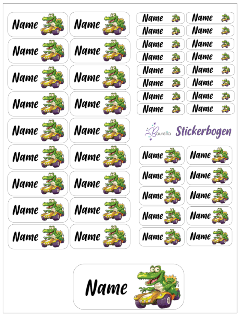 Baurelia Stickerset mit Name Krokodil 4