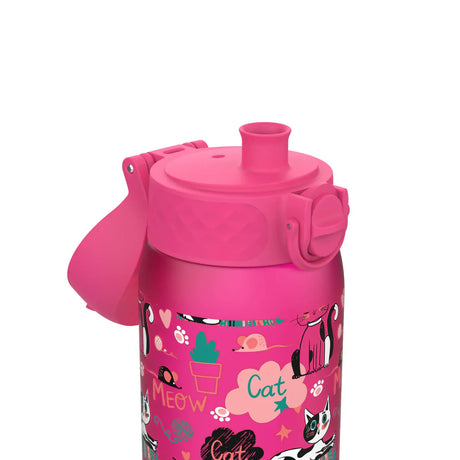 Kinder Trinkflasche Ion8 400ml mit Motiv Katze Pink