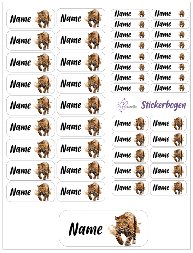 Baurelia Stickerset mit Name Leopard 4