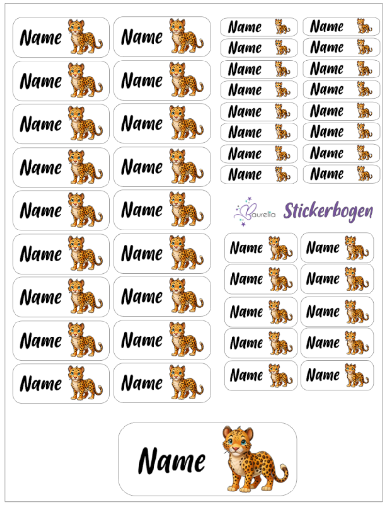 Baurelia Stickerset mit Name Leopard 5