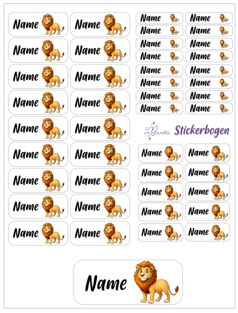 Baurelia Stickerset mit Name Löwe 10