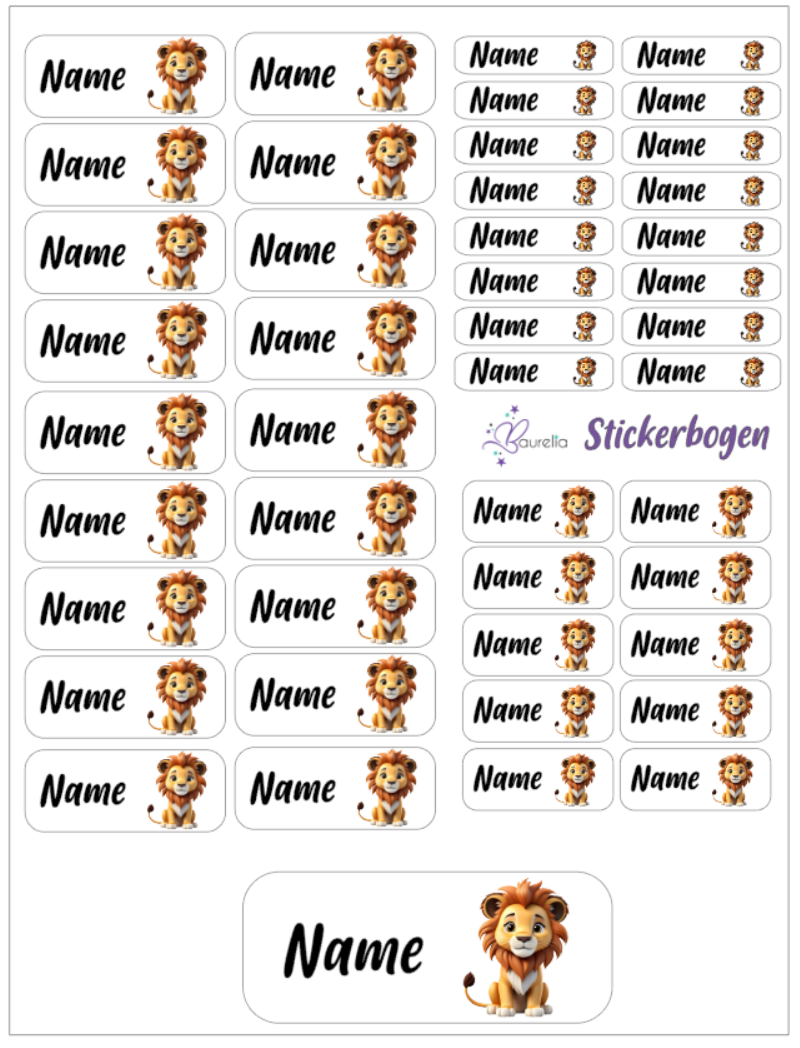 Baurelia Stickerset mit Name Löwe 11