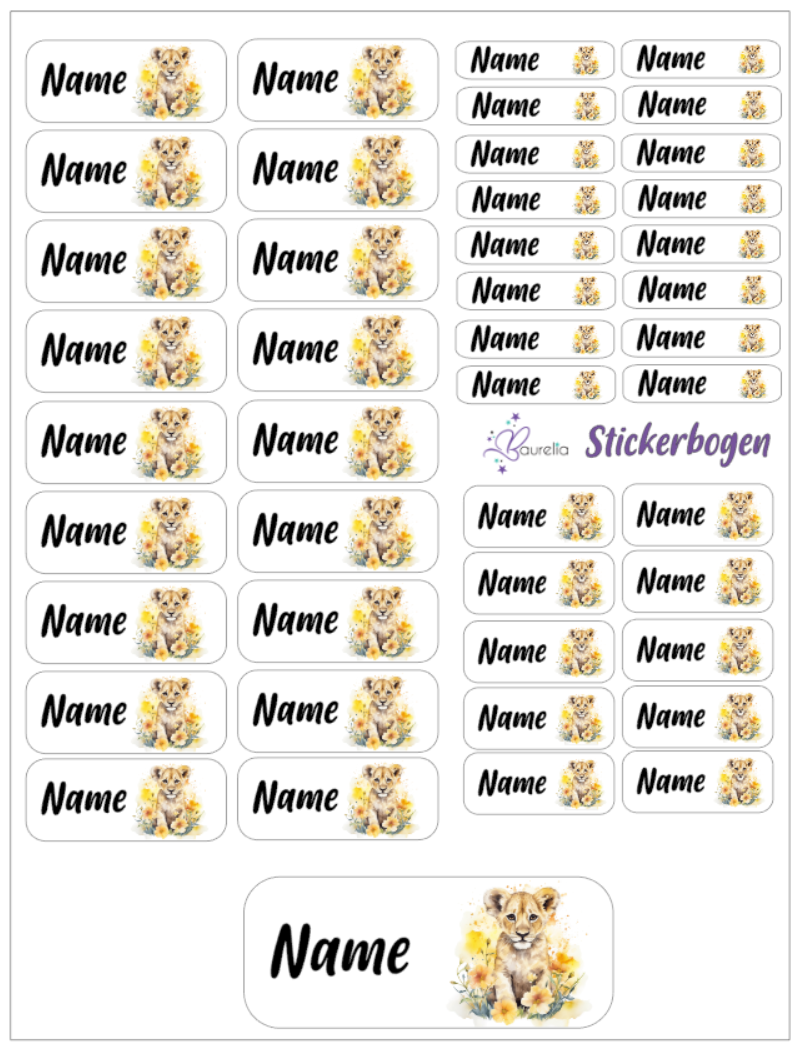 Baurelia Stickerset mit Name Löwe 14