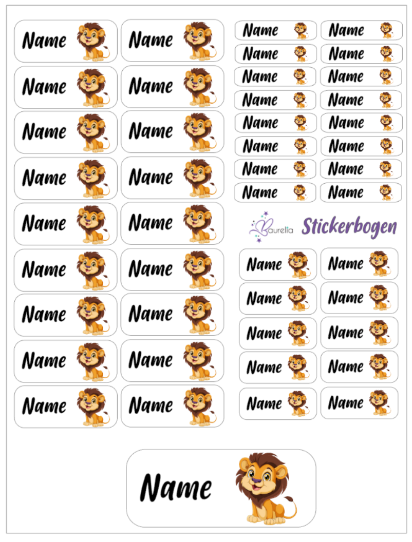Baurelia Stickerset mit Name Löwe 15