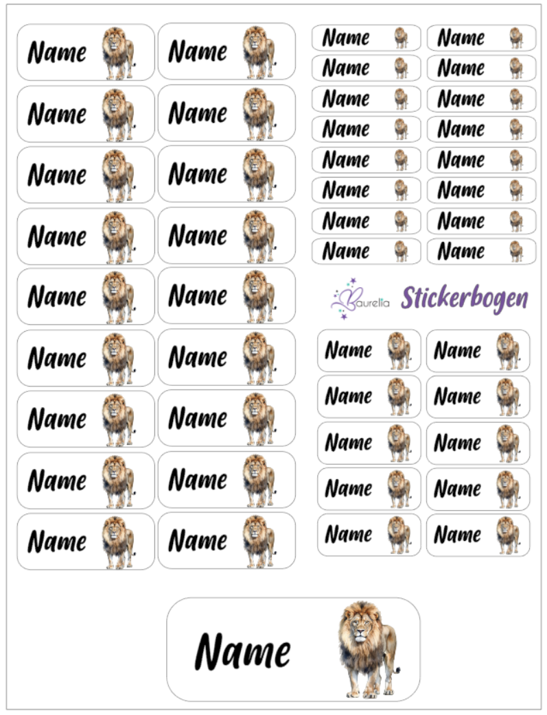 Baurelia Stickerset mit Name Löwe 6