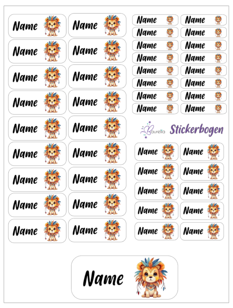 Baurelia Stickerset mit Name Löwe 8